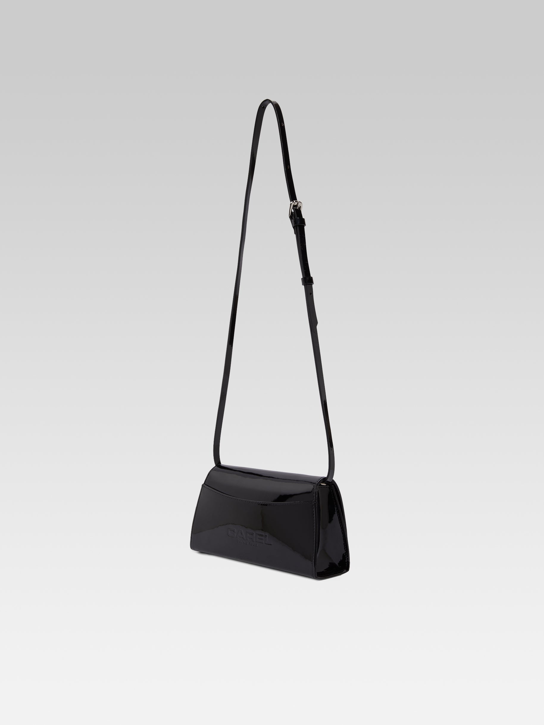 CAREL - Sac épaule elysée cuir verni noir CAREL