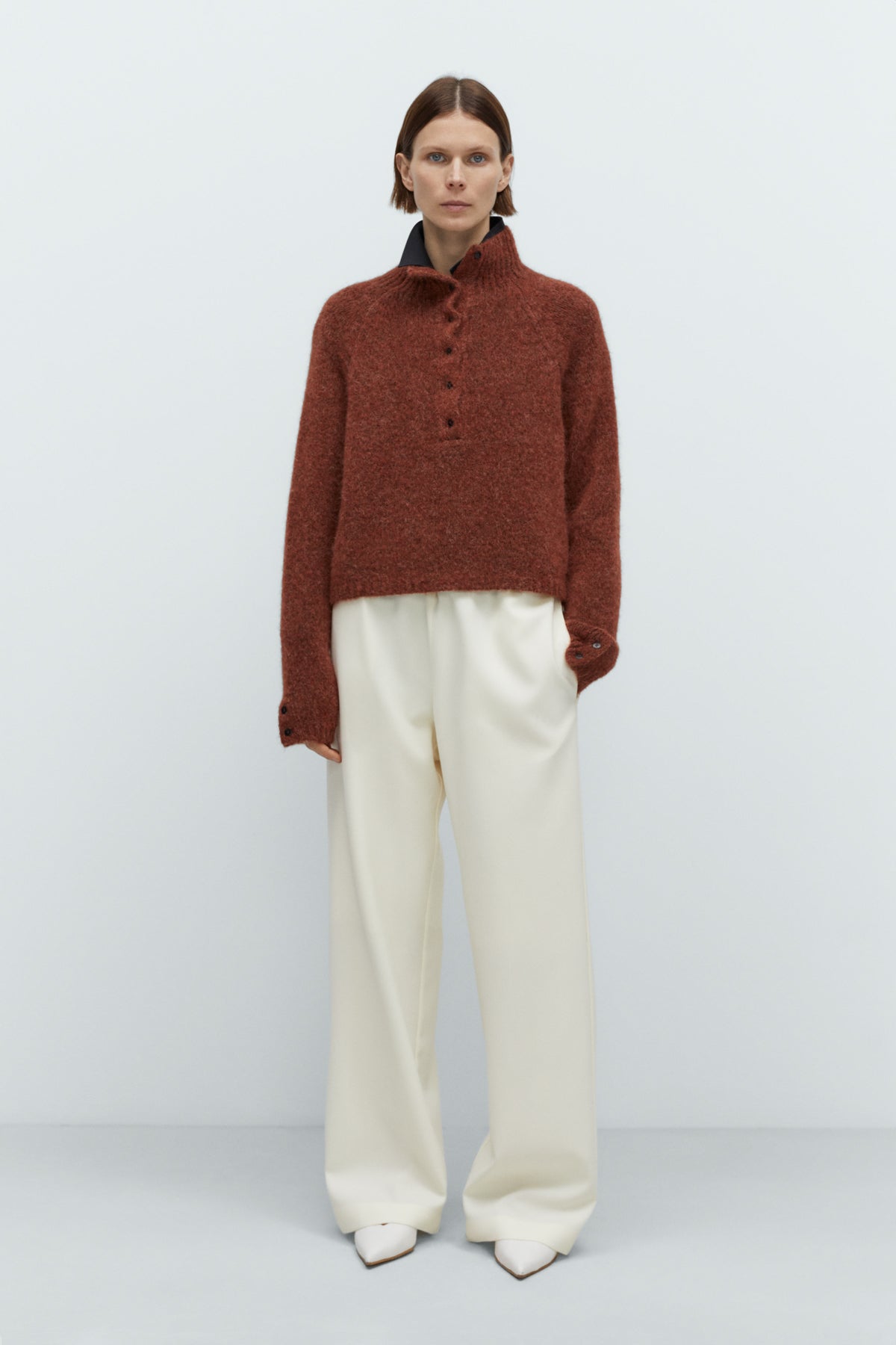 CORDERA - Baby alpaca polo sweater terracotta