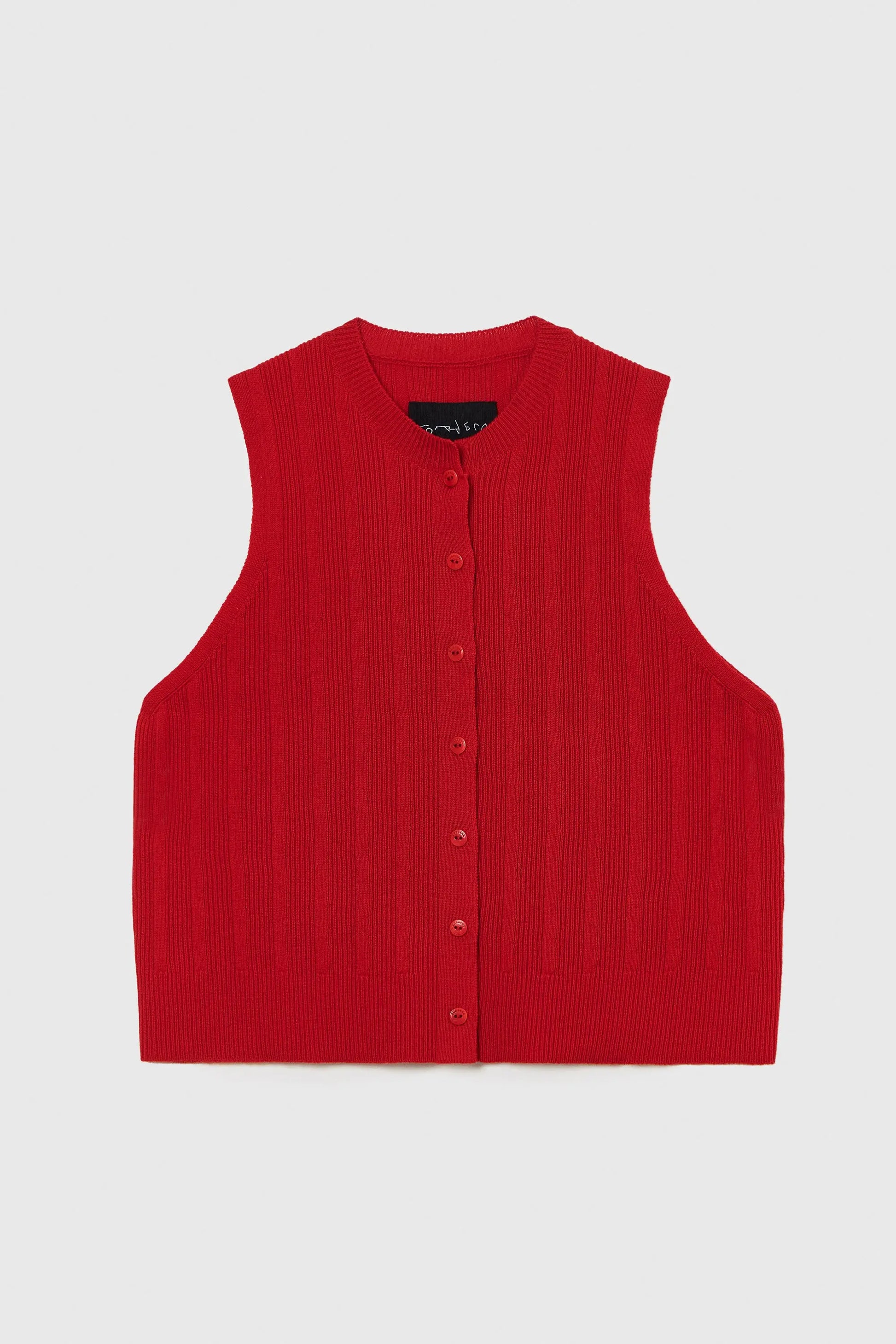 CORDERA - Merino wool ribbed waistcoast red - nou