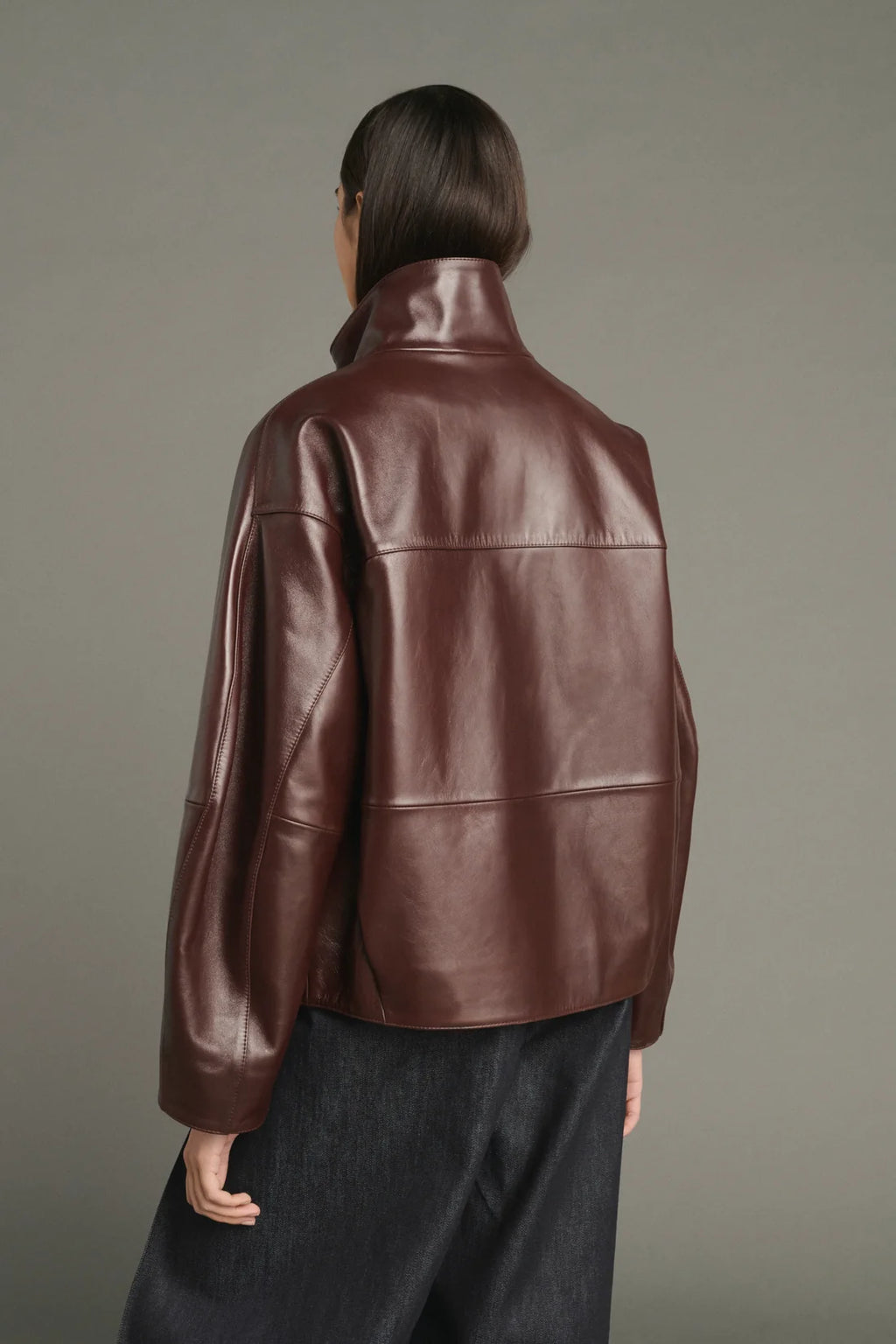 SOEUR - Gamma veste en cuir souple bordeaux