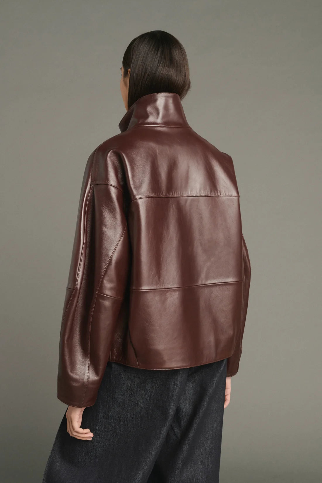SOEUR - Gamma veste en cuir souple bordeaux