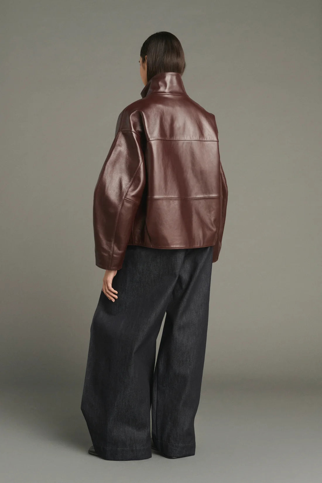 SOEUR - Gamma veste en cuir souple bordeaux