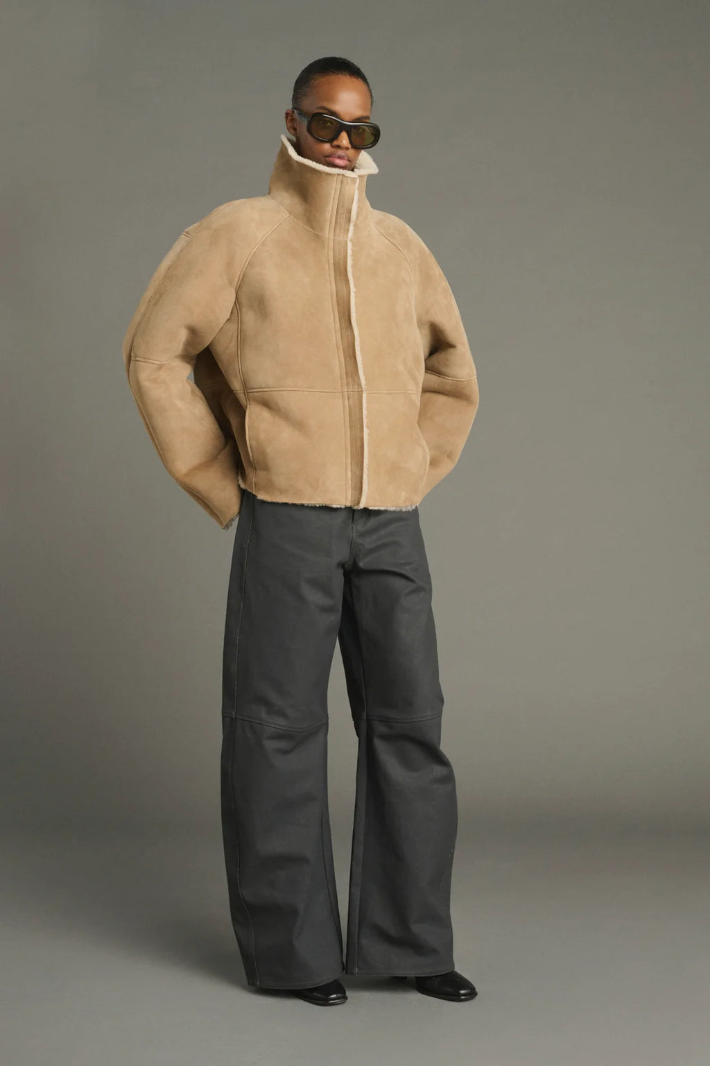 SOEUR - Blouson raglan en peau lainée Kléber