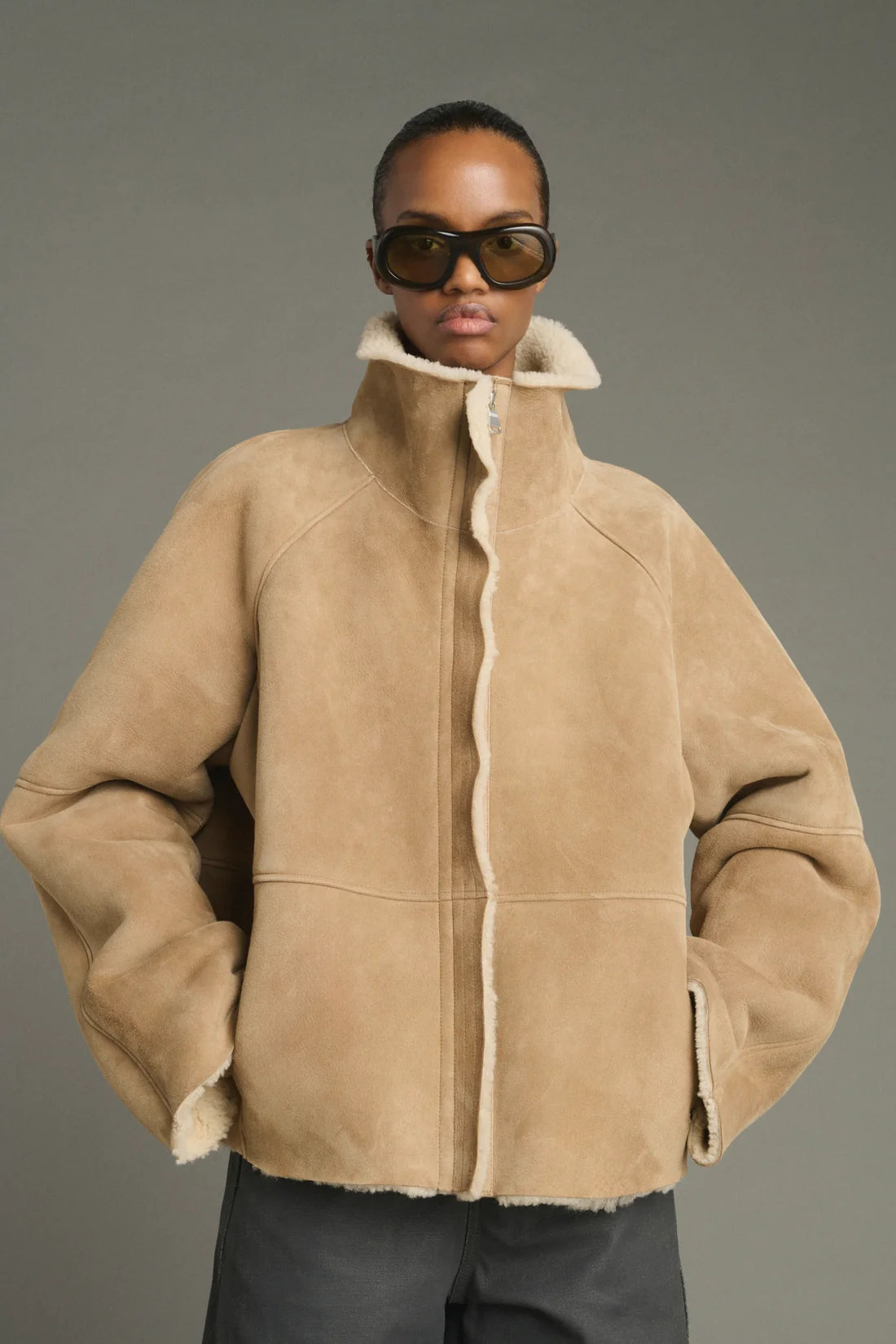 SOEUR - Blouson raglan en peau lainée Kléber