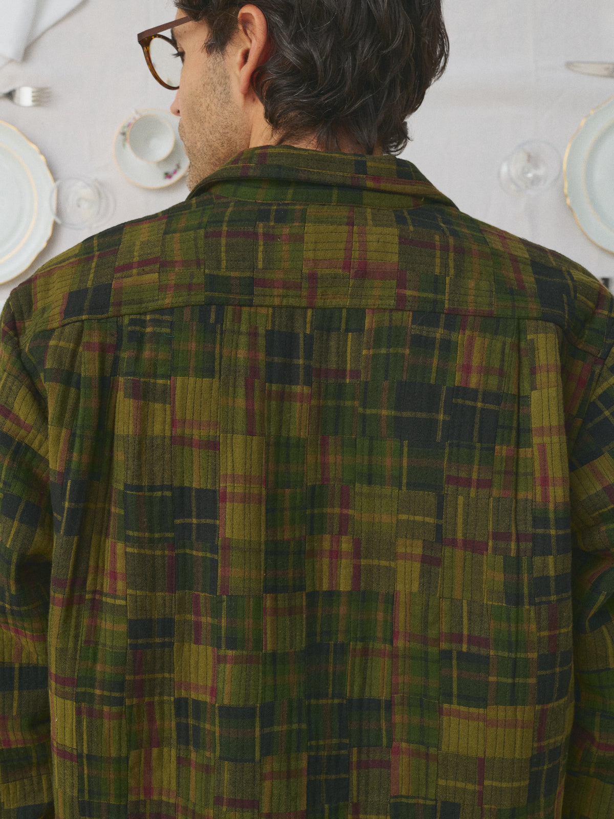 Mii - Shirt Jacket handwoven patchwork Khaki