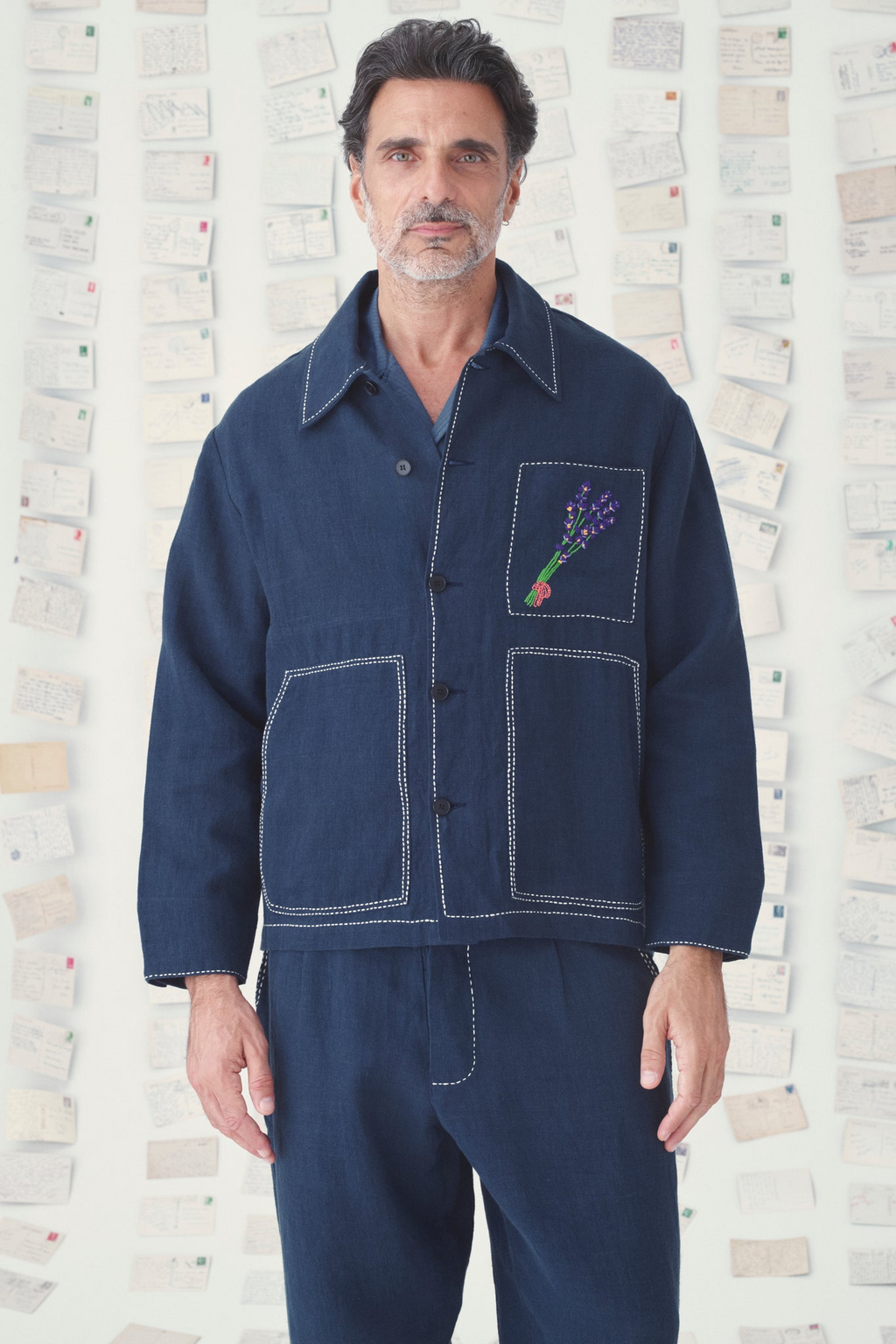 Mii - jacket scarlet linen navy