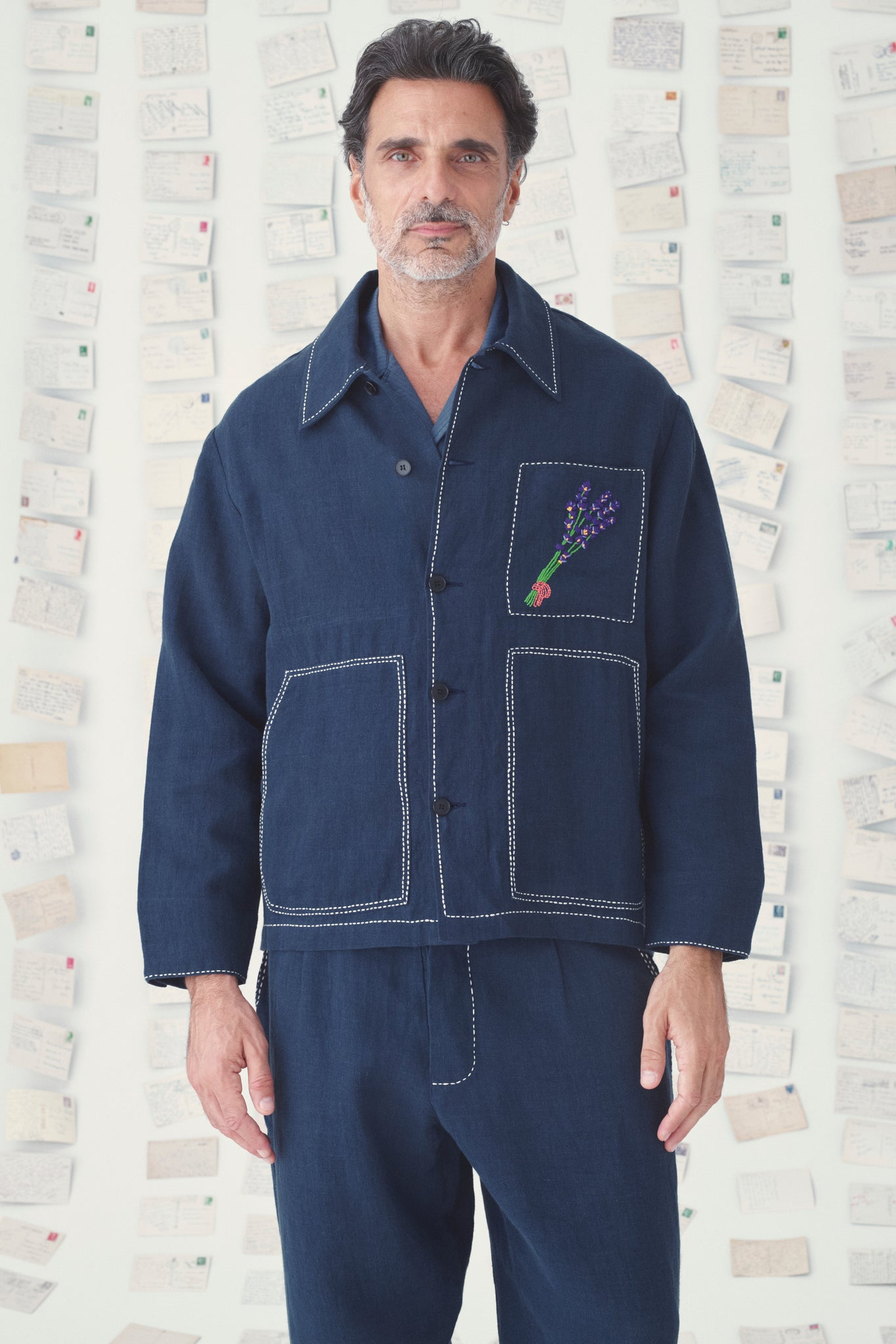 Mii - jacket scarlet linen navy