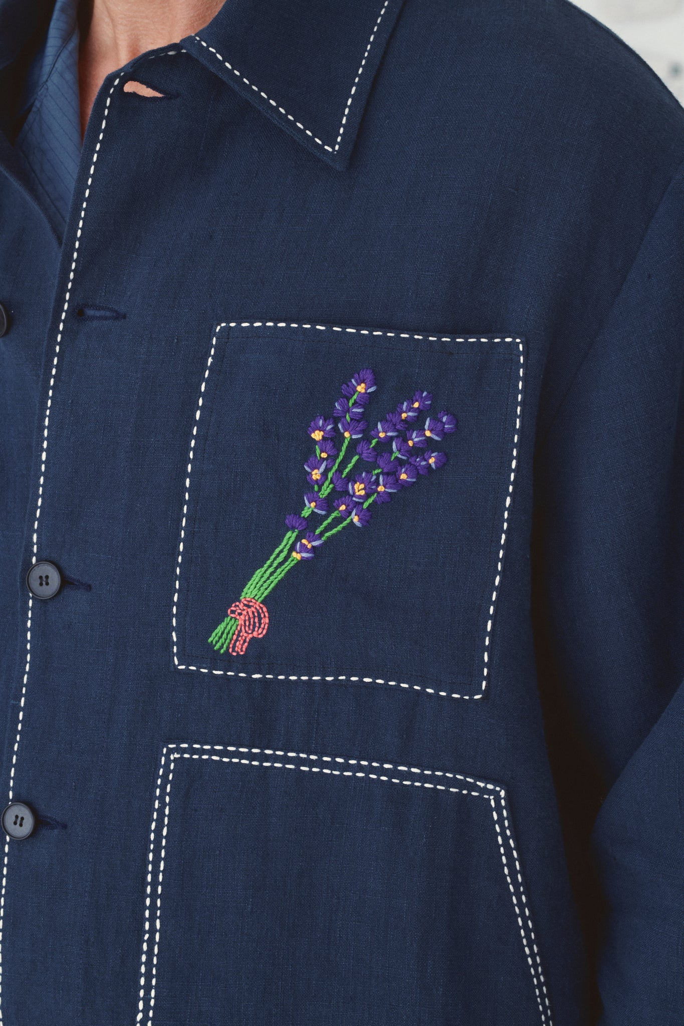 Mii - jacket scarlet linen navy