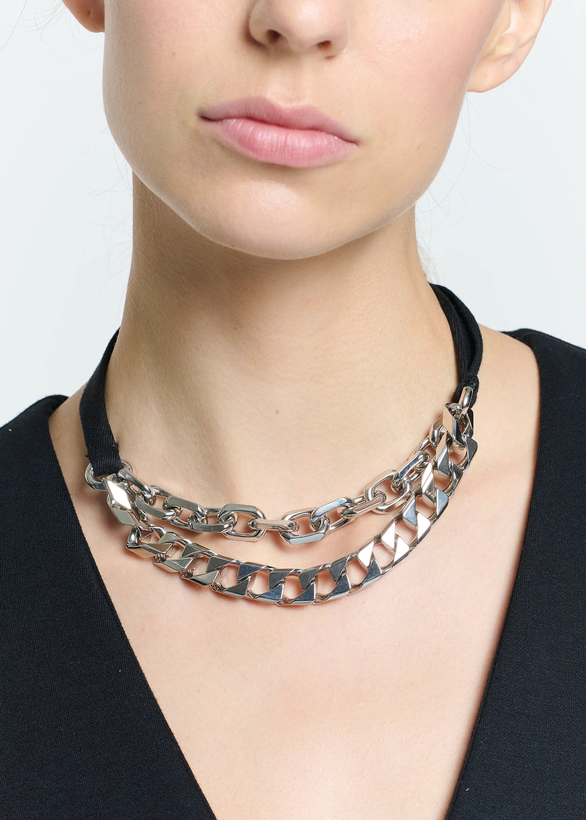 PLAN C - Silver double chain necklace PLAN C