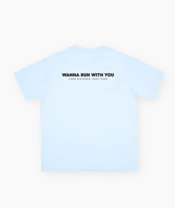 PEAUFINE ATHLETICS ACHATS - wood tee wanna run light blue