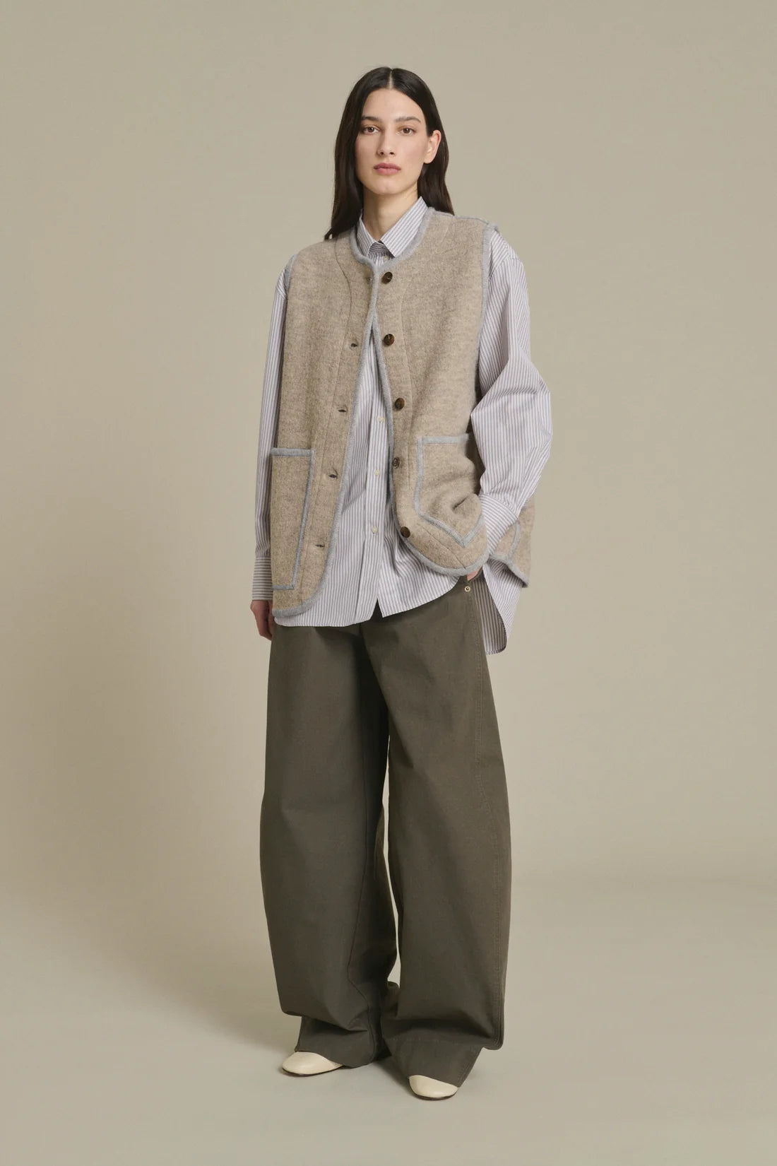 SOEUR - Veste autrichienne sans manches chicago beige gris