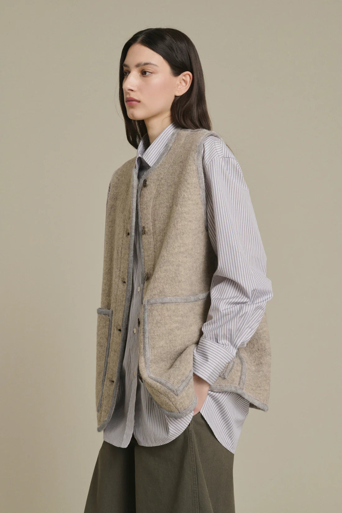 SOEUR - Veste autrichienne sans manches chicago beige gris