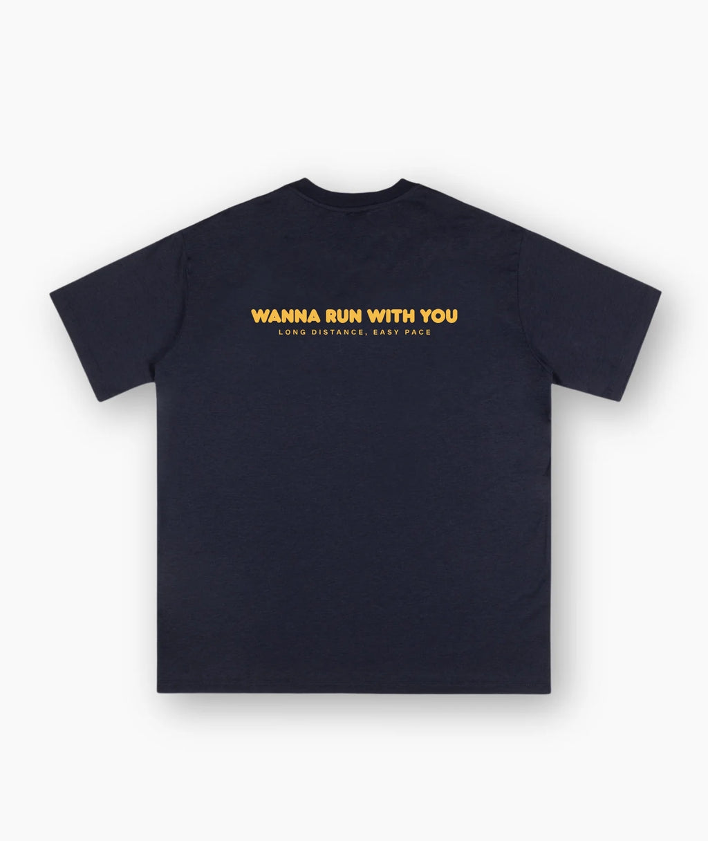 PEAUFINE ATHLETICS ACHATS - wood tee wanna run navy