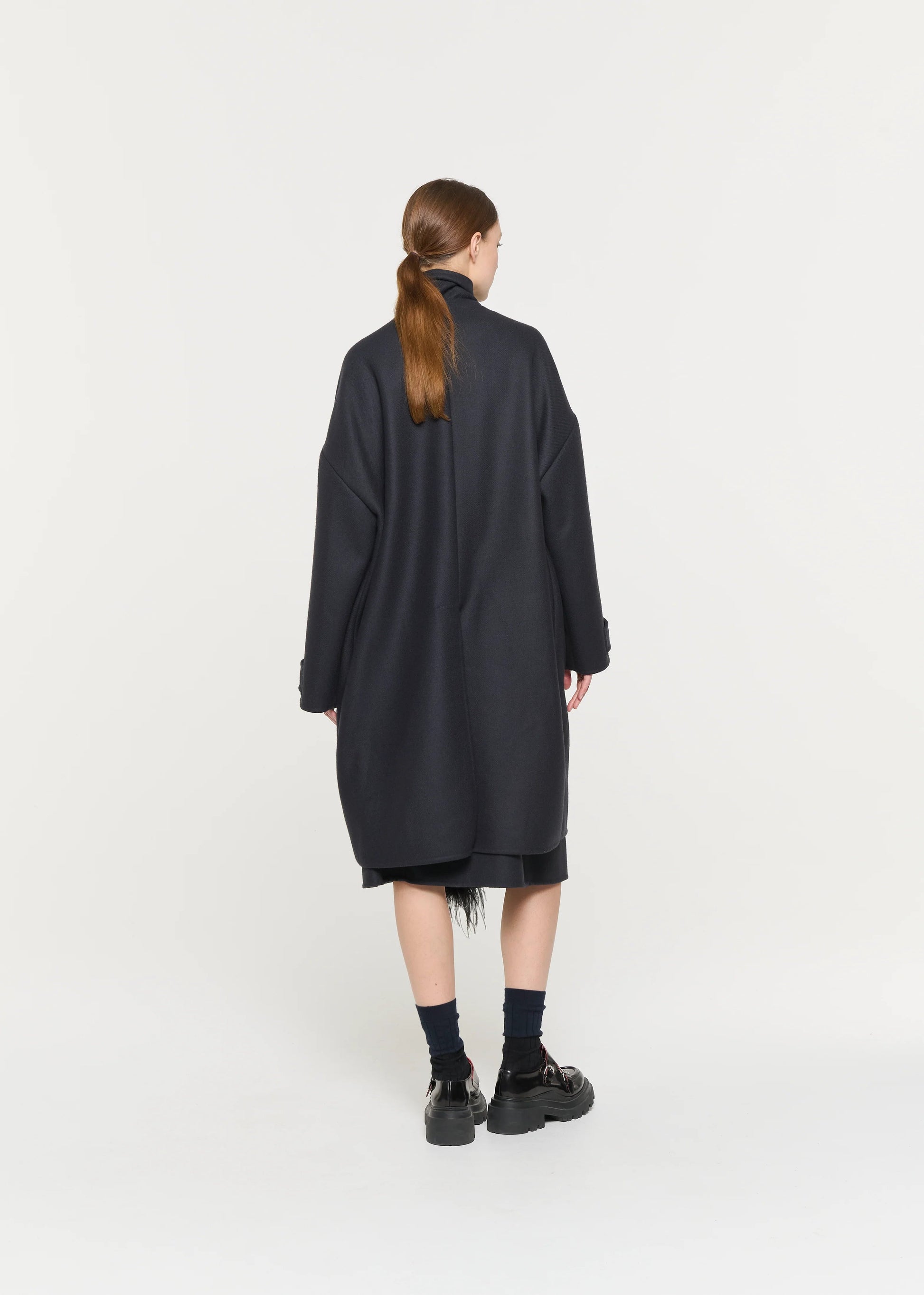 PLAN C - Blue black coat double wool PLAN C