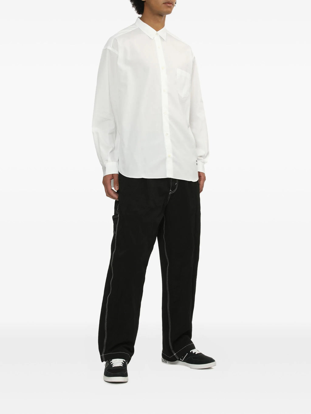 CDG HOMME - Embroidered logo shirt white