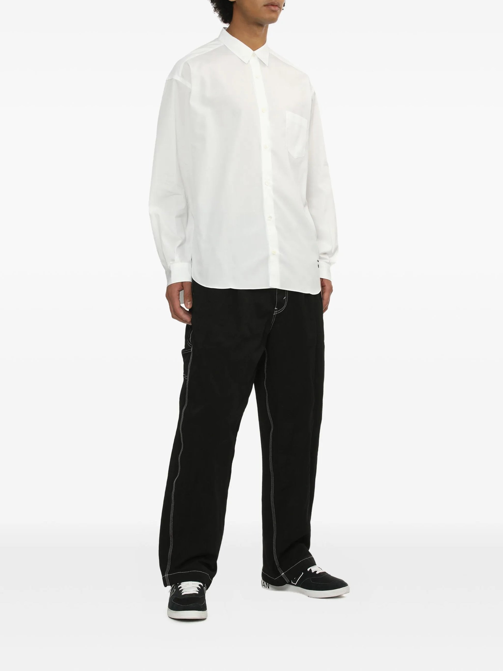 CDG HOMME - Embroidered logo shirt white