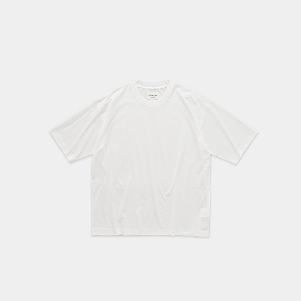 STILL BY HAND - Knitted rib t-shirt black white Cso5261os