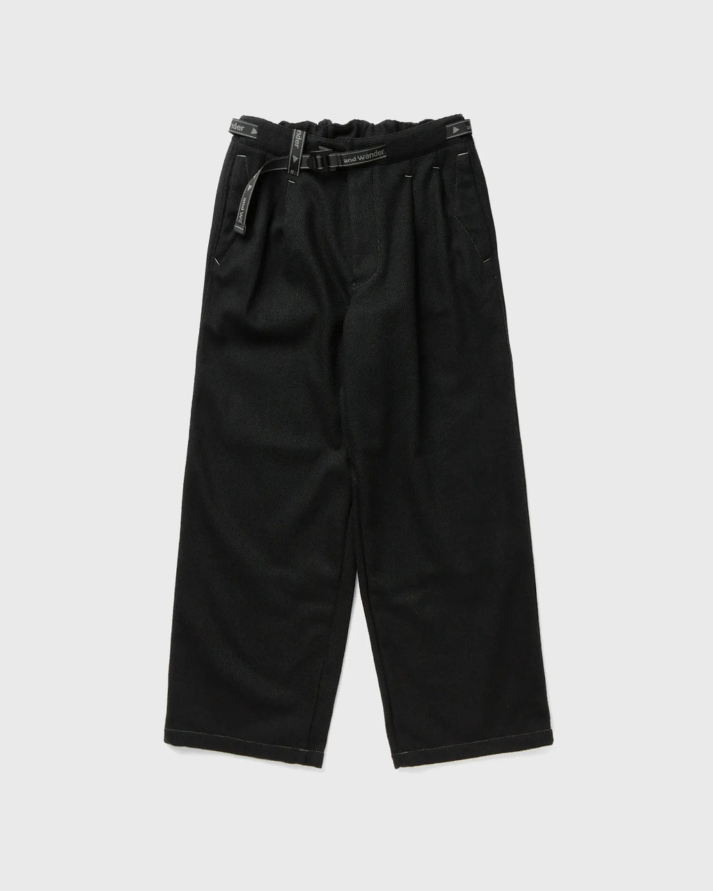 AND WANDER - Pant rewool tweed tapered black AND WANDER