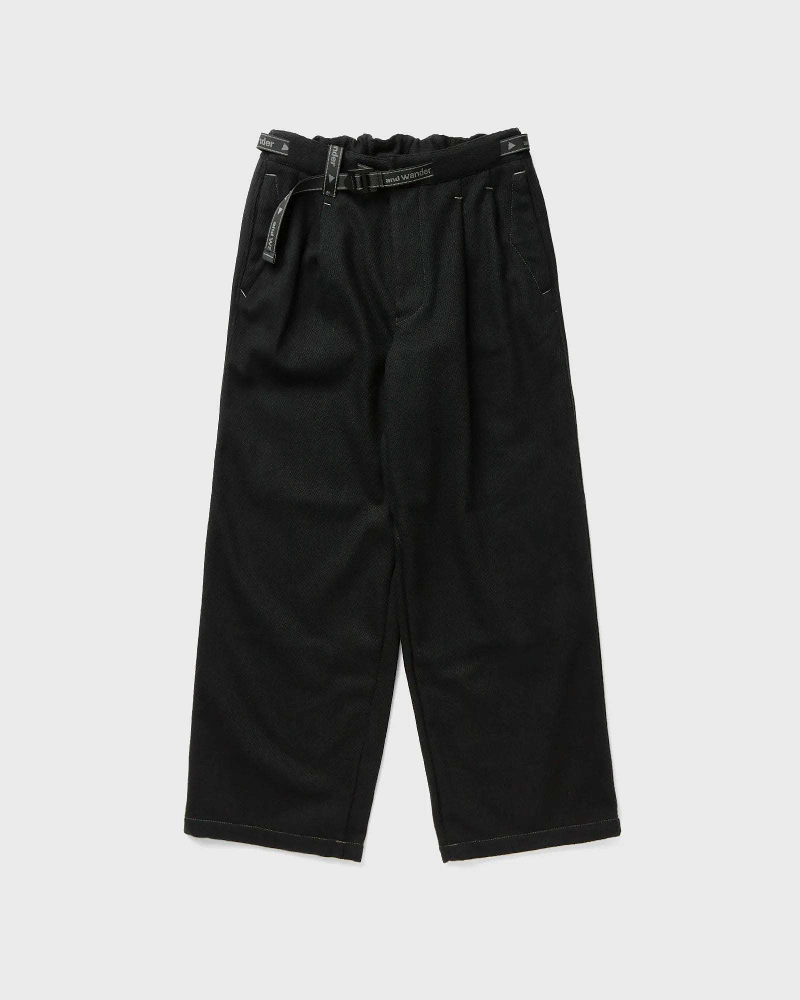 AND WANDER - Pant rewool tweed tapered black AND WANDER