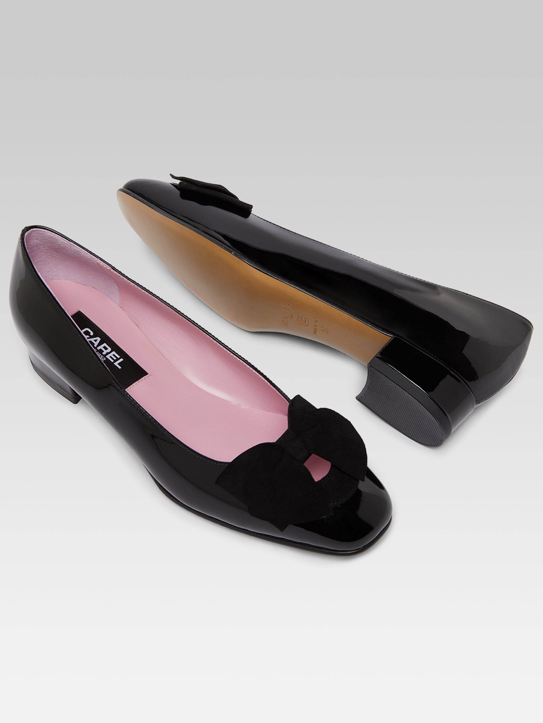 CAREL - Ballerines princesse vernis noir noeud velours CAREL
