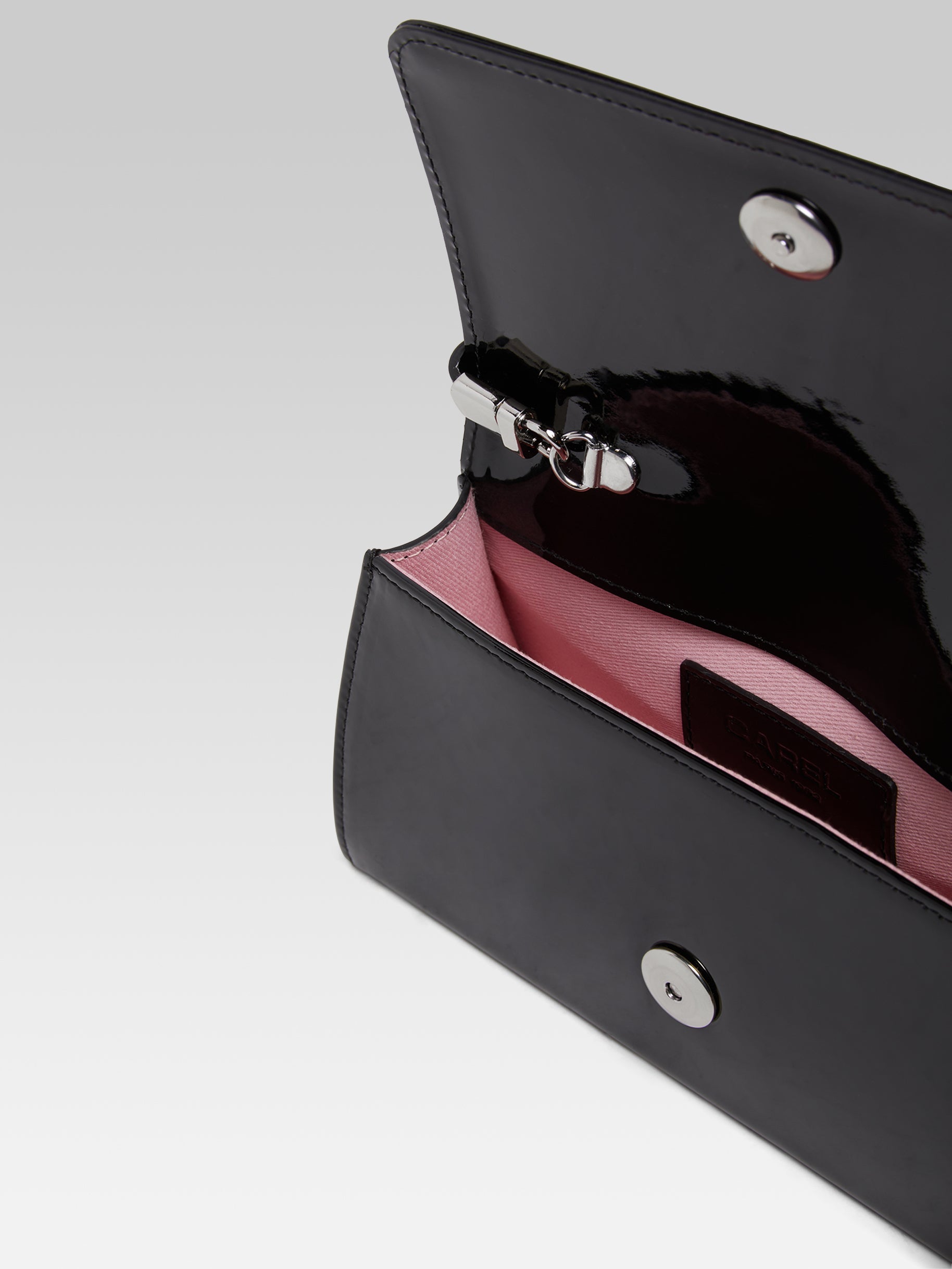 CAREL - Sac épaule elysée cuir verni noir CAREL