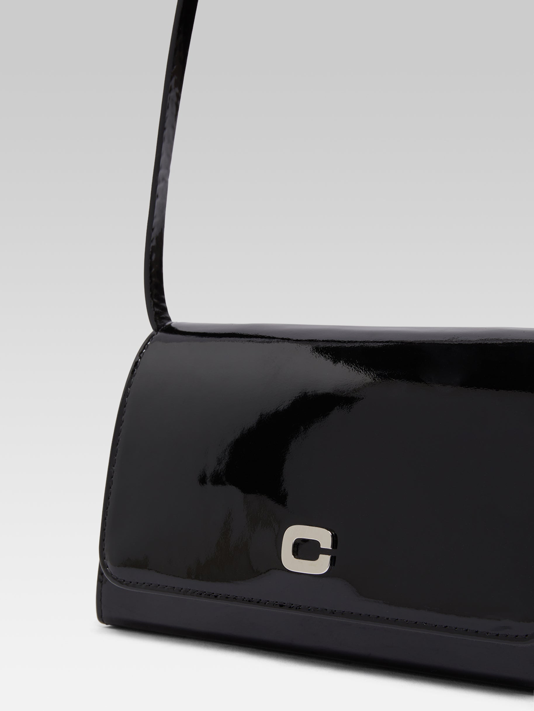 CAREL - Sac épaule elysée cuir verni noir CAREL