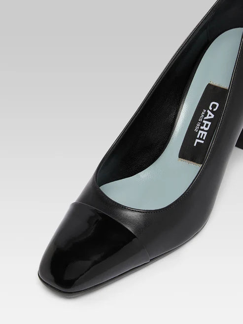 CAREL - Rosana escarpins cuir nappa et cuir verni noir