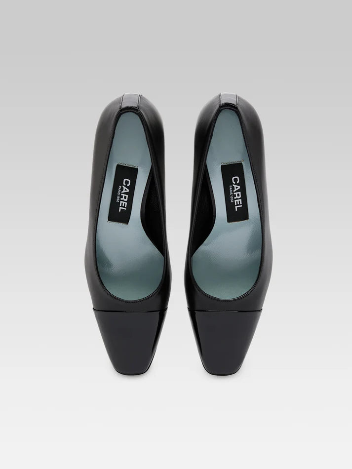CAREL - Rosana escarpins cuir nappa et cuir verni noir