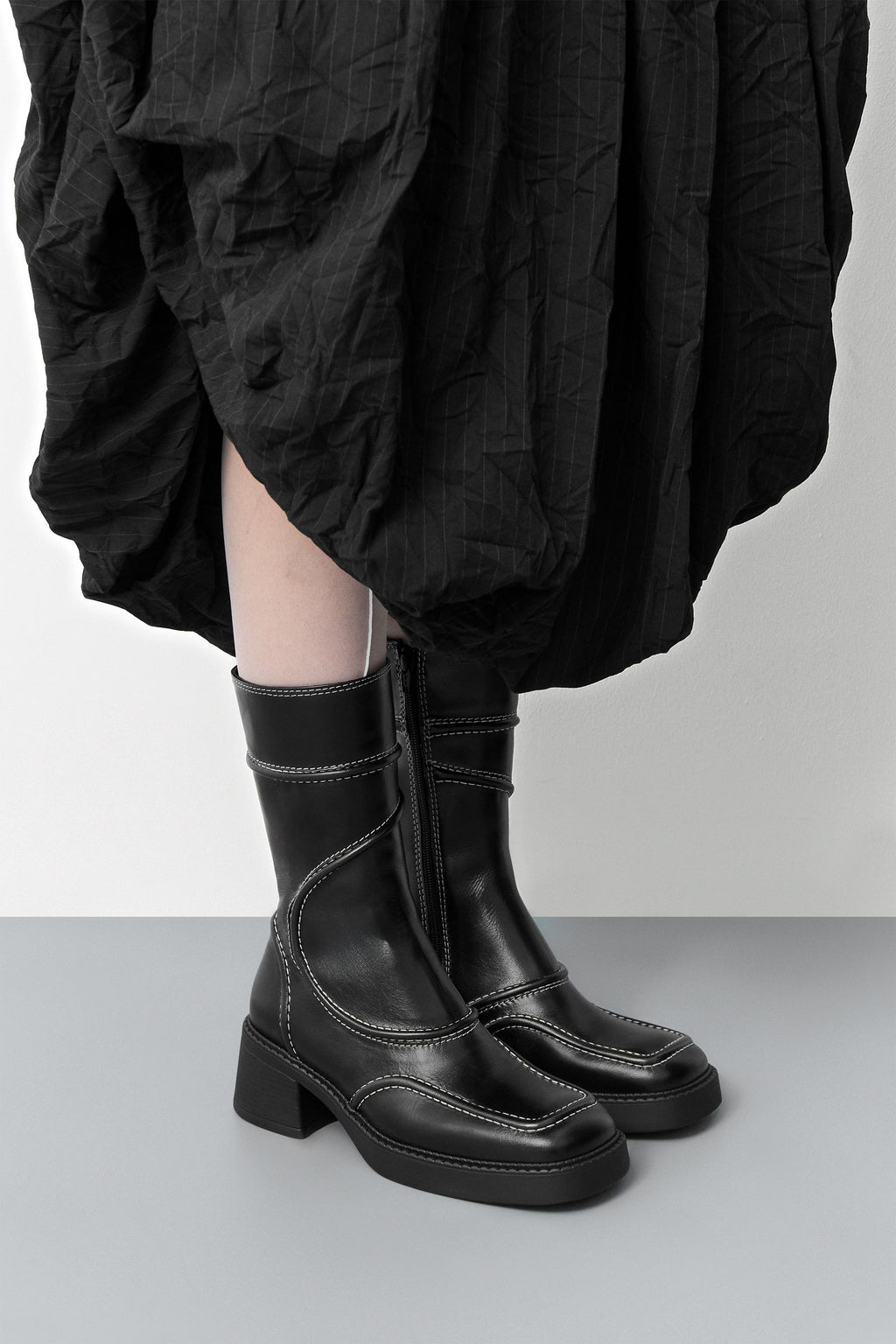MIISTA - Malene boots black leather white stitching