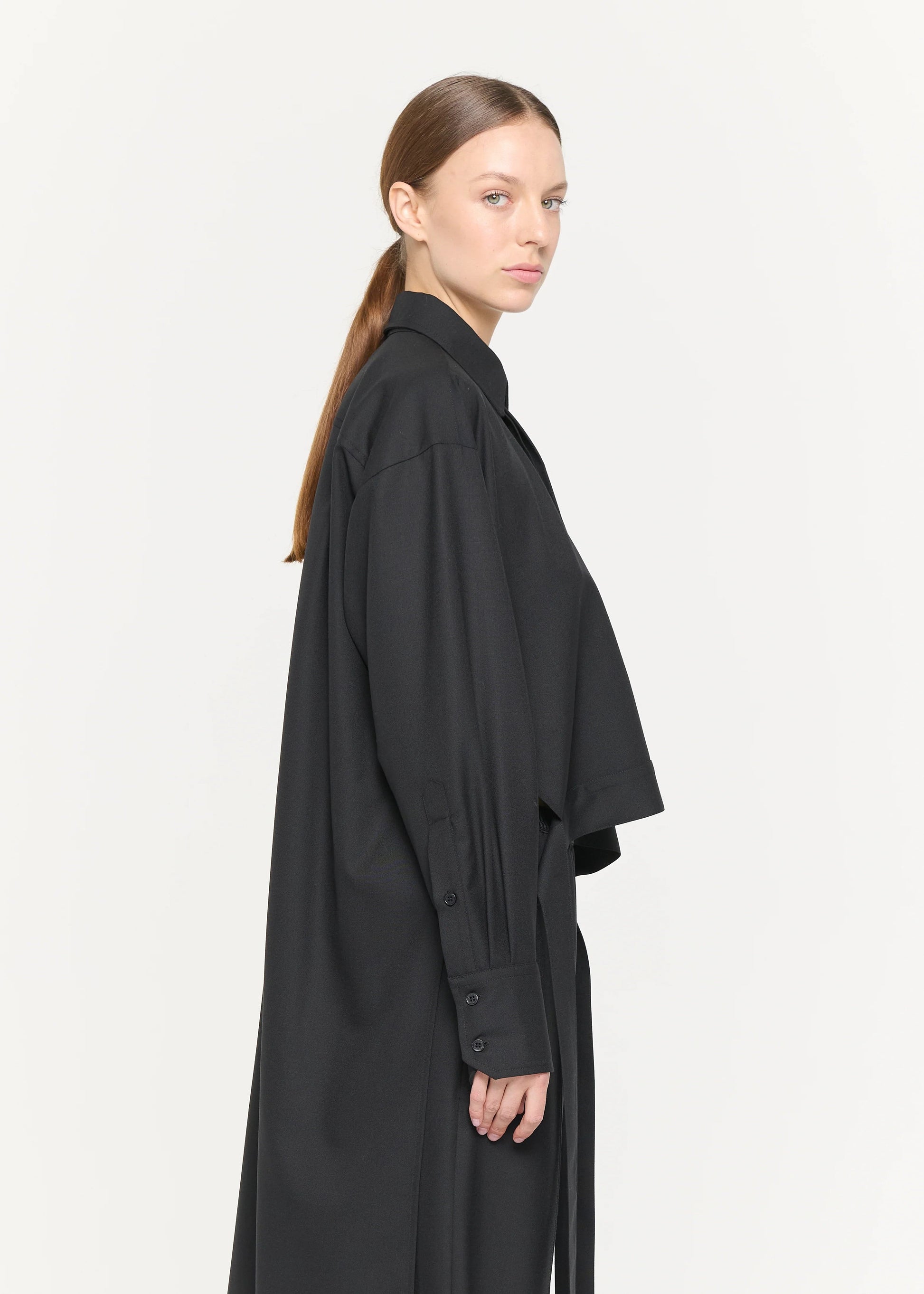 PLAN C - Black wool shirt with tail Plan C