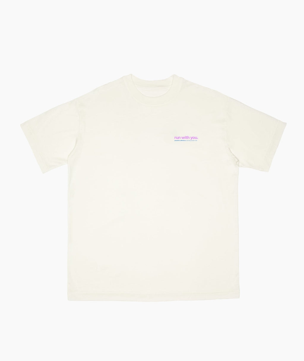PEAUFINE ATHLETICS - wood T-shirt off white Wanna Run With You PEAUFINE ATHLETICS