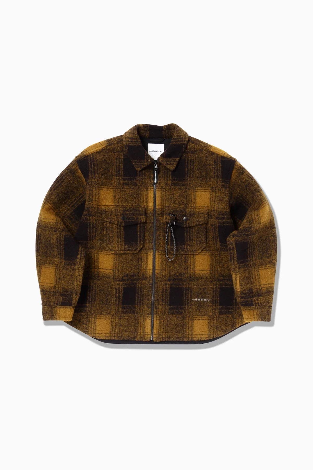 AND WANDER - Jacket wool shaggy zip camel AND WANDER