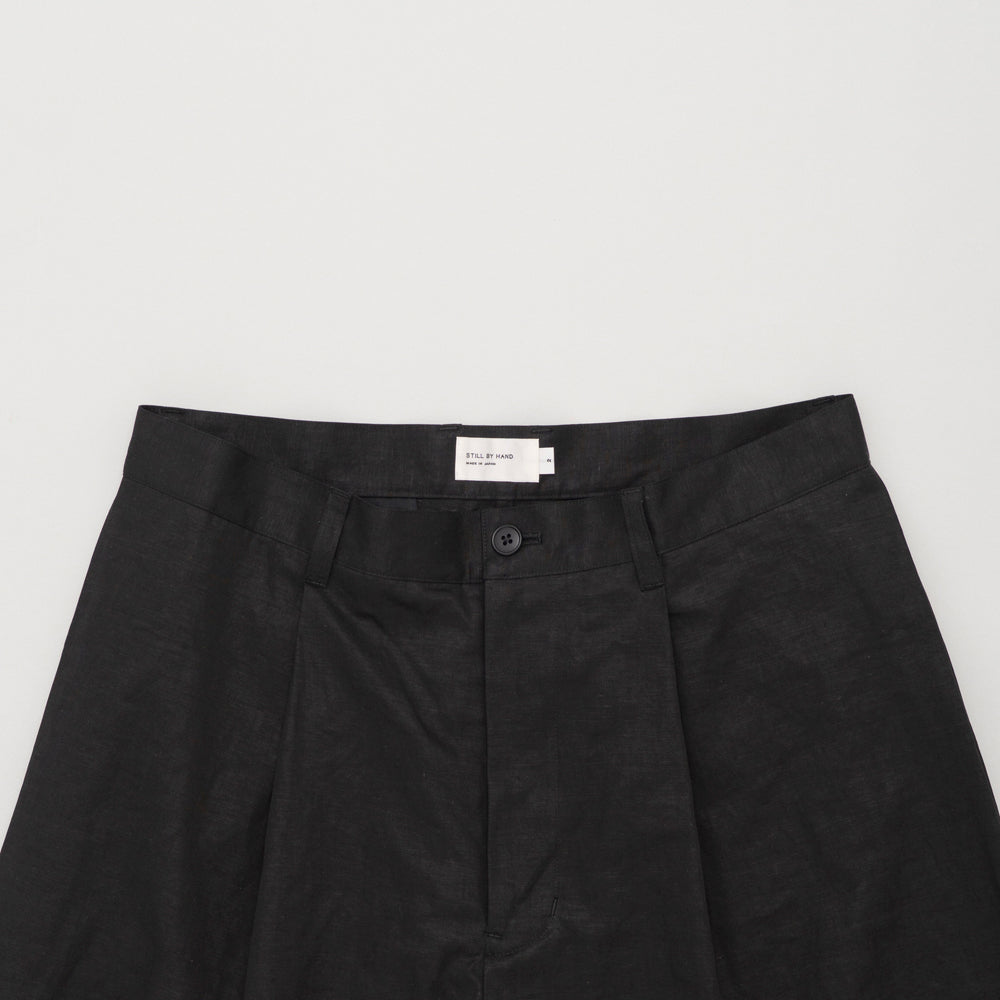 STILL BY HAND - Linen mixed wide short black Pt10261os