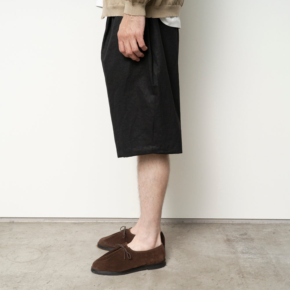 STILL BY HAND - Linen mixed wide short black Pt10261os