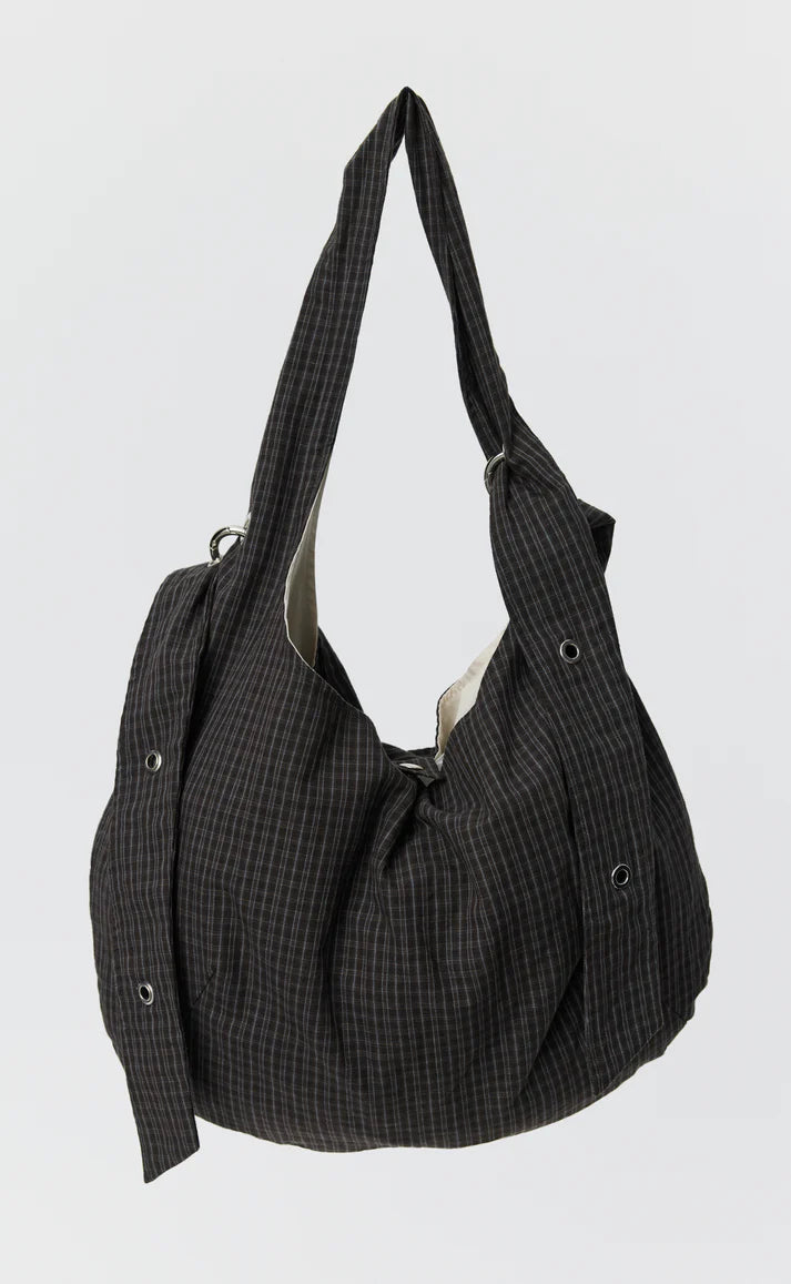 MFPEN - eyelet shoulder bag dark linen