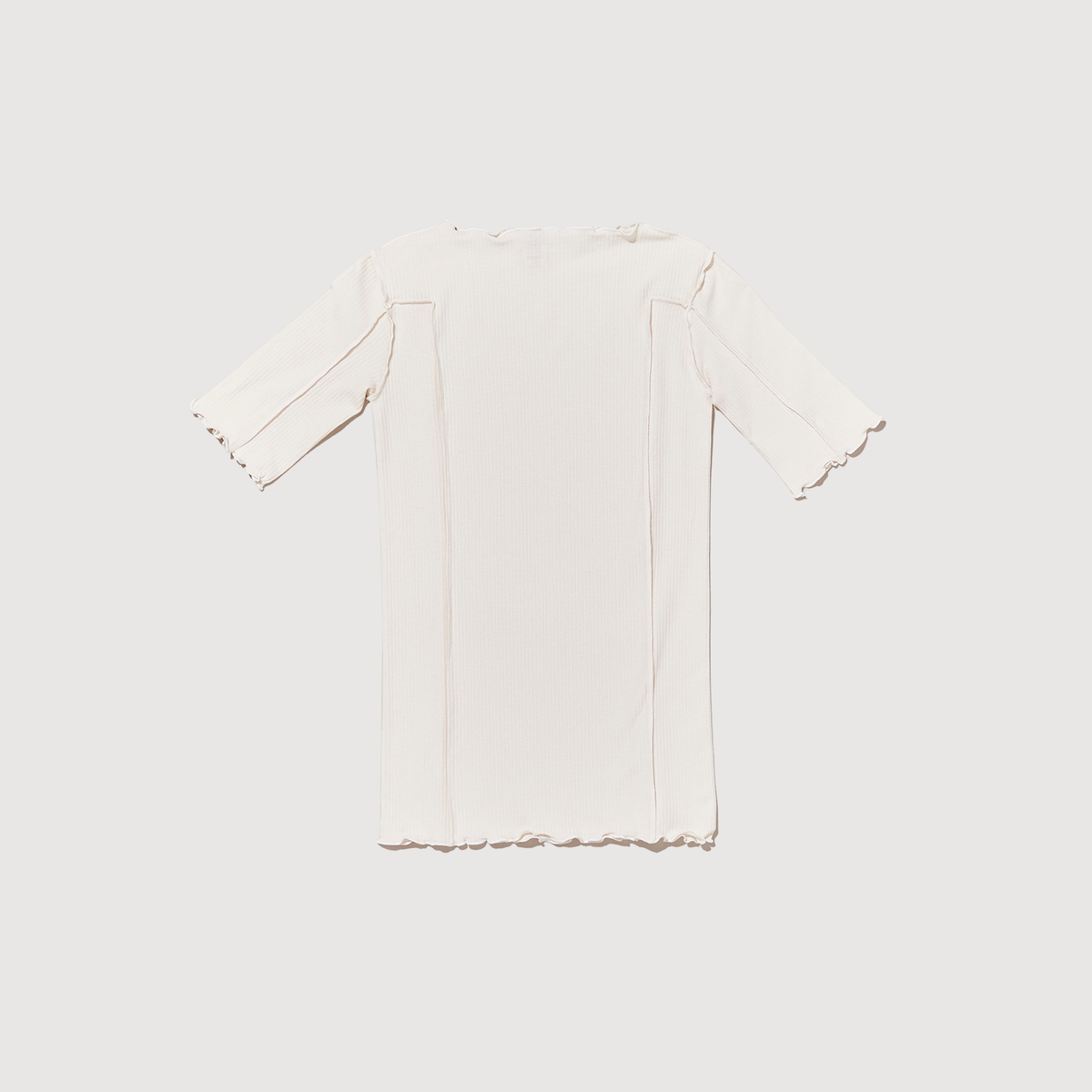 BASERANGE - Omato 3/4 cotton rib Off white