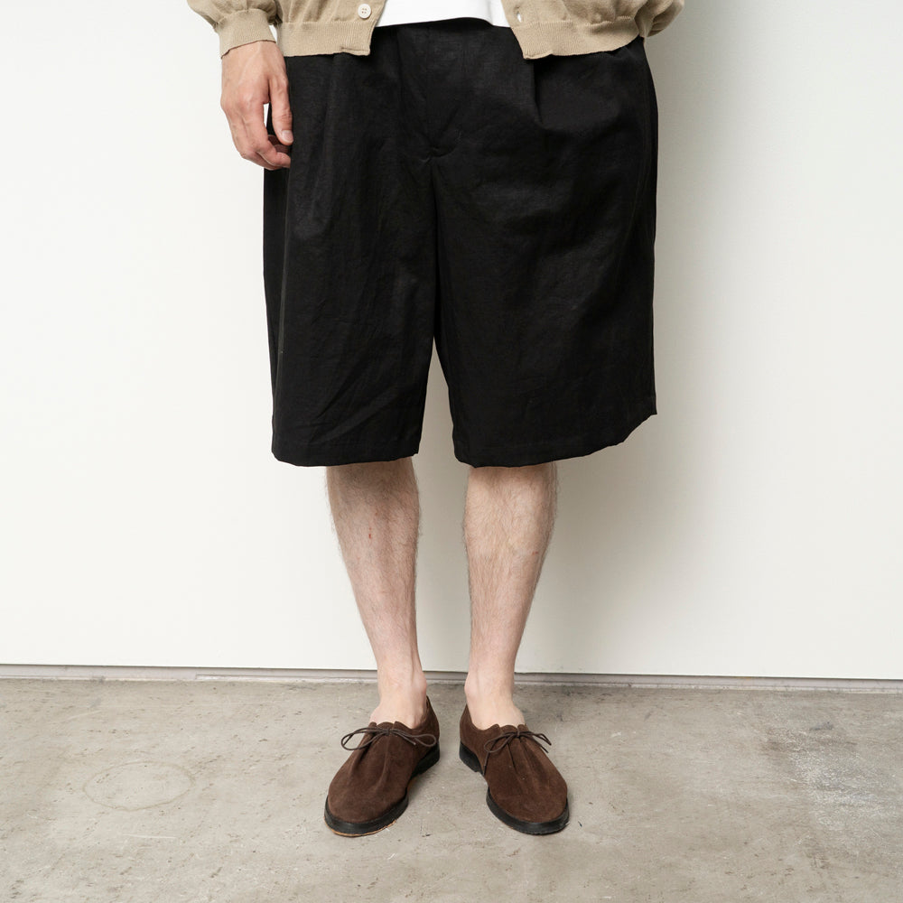 STILL BY HAND - Linen mixed wide short black Pt10261os