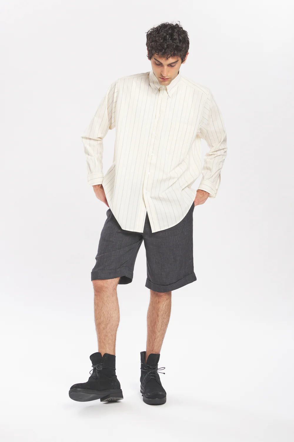 BARENA - Shorts scandola piombo