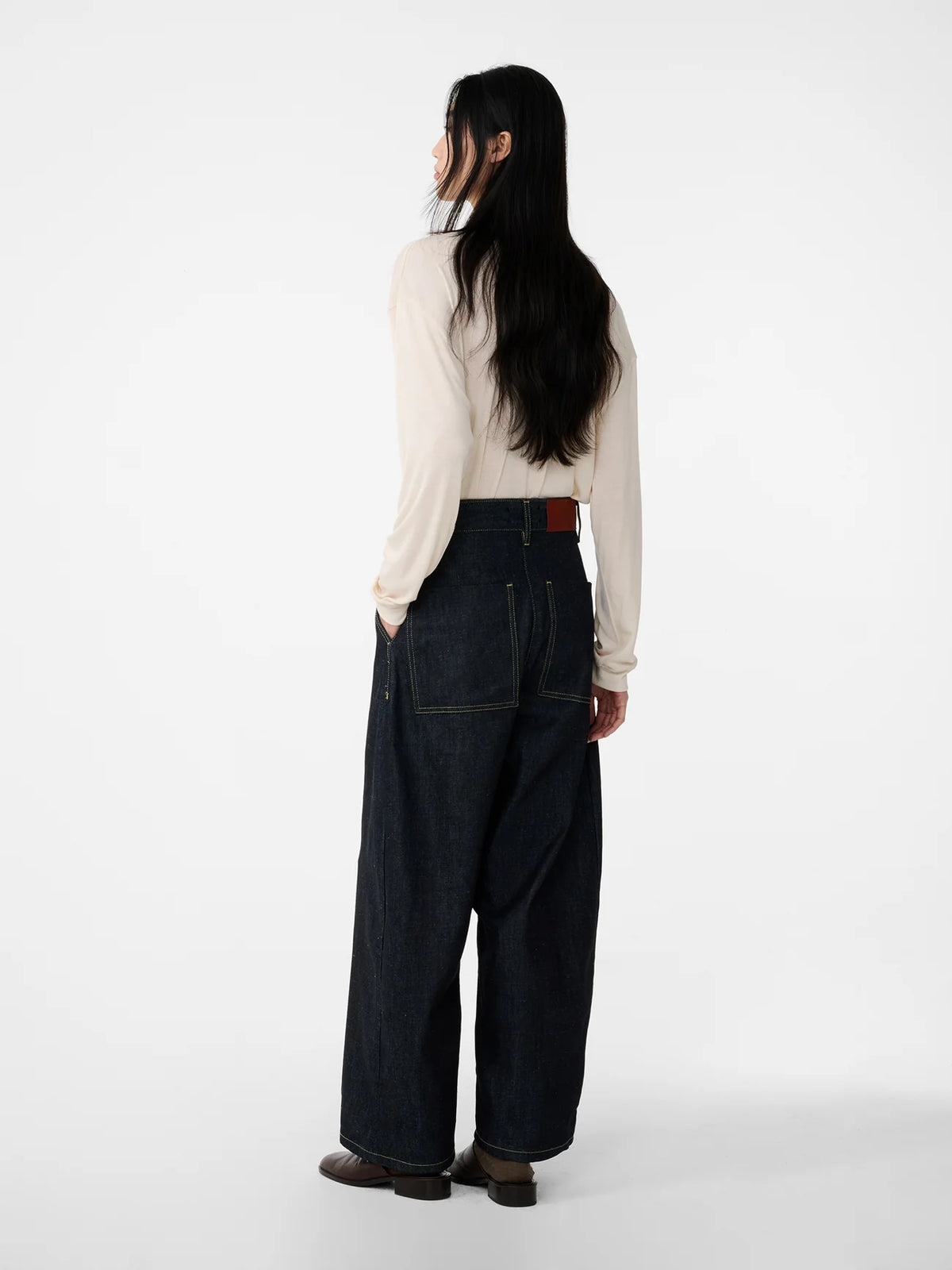 STUDIO NICHOLSON - Chalco Wide Leg Recycled Denim Pant Raw indigo