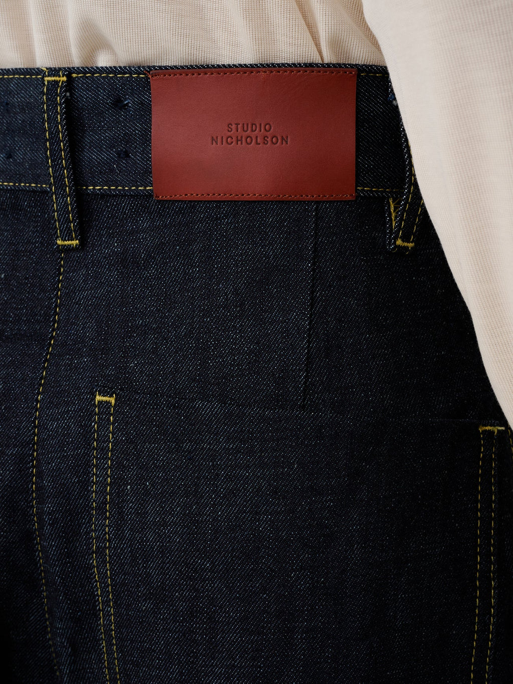 STUDIO NICHOLSON - Chalco Wide Leg Recycled Denim Pant Raw indigo