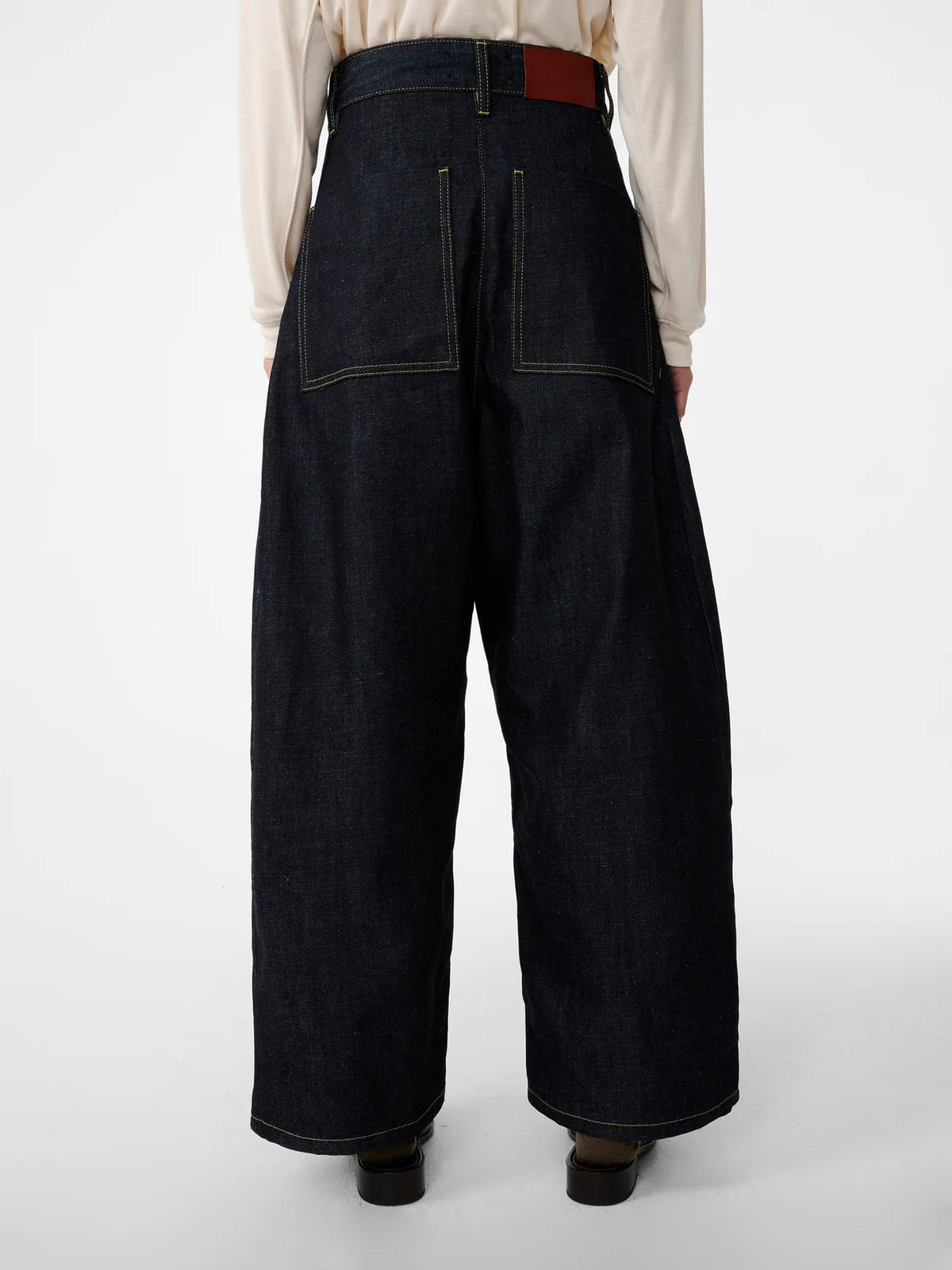 STUDIO NICHOLSON - Chalco Wide Leg Recycled Denim Pant Raw indigo