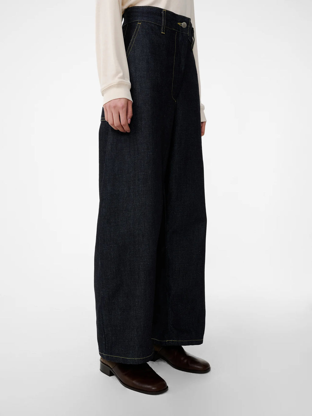 STUDIO NICHOLSON - Chalco Wide Leg Recycled Denim Pant Raw indigo