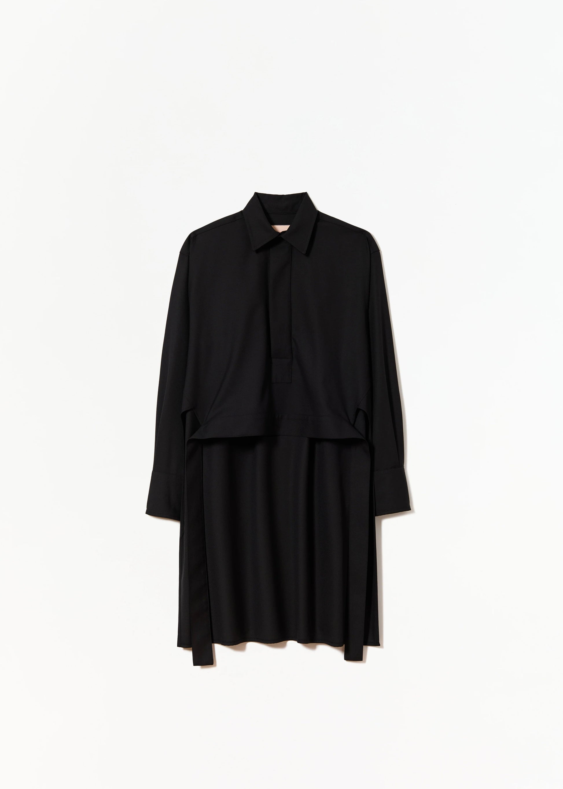 PLAN C - Black wool shirt with tail Plan C