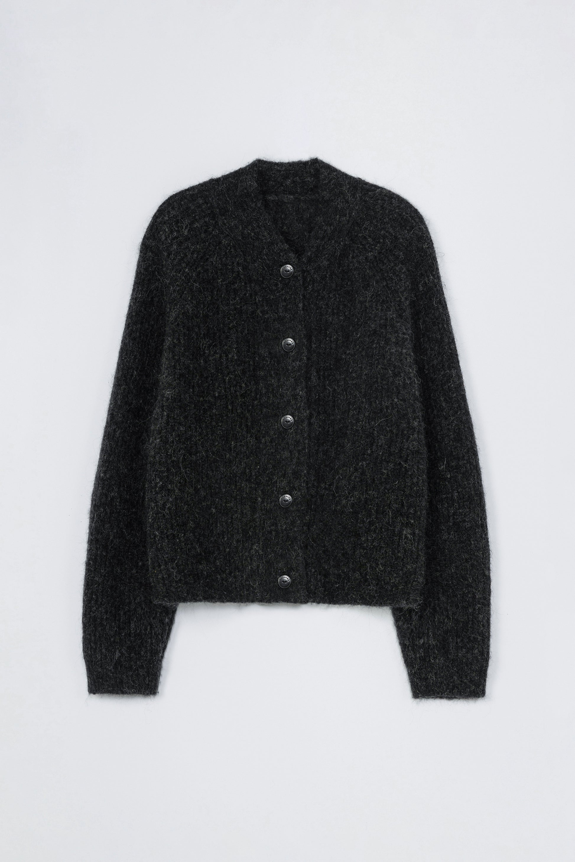 CORDERA - Baby alpaca polo cardigan anthracite