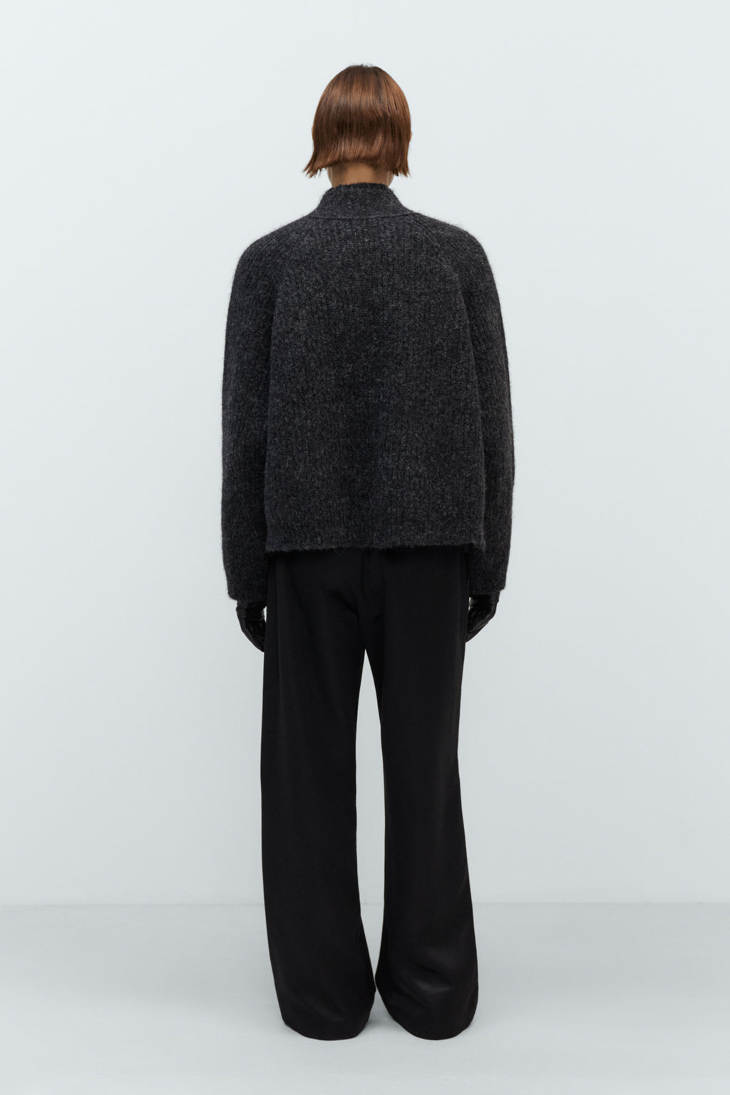 CORDERA - Baby alpaca polo cardigan anthracite