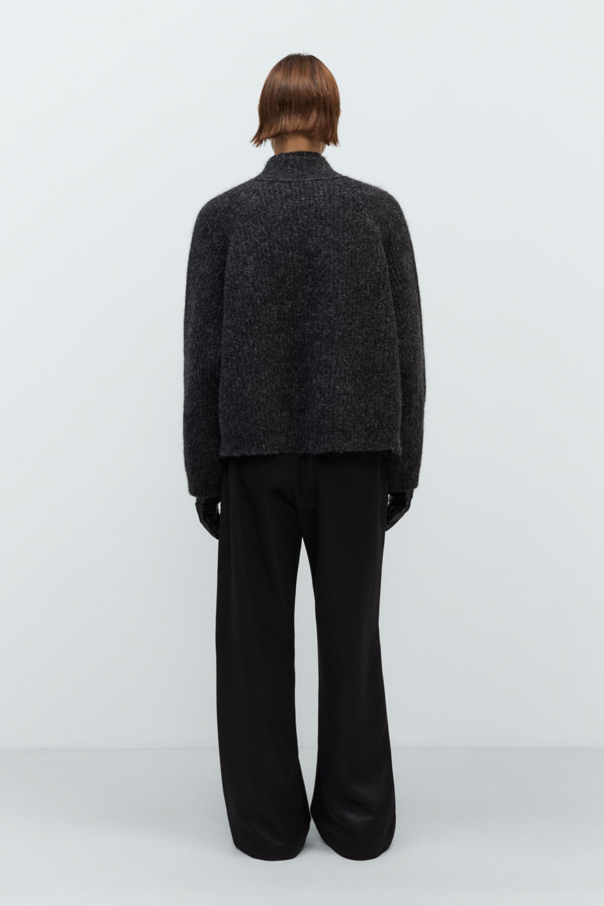 CORDERA - Baby alpaca polo cardigan anthracite