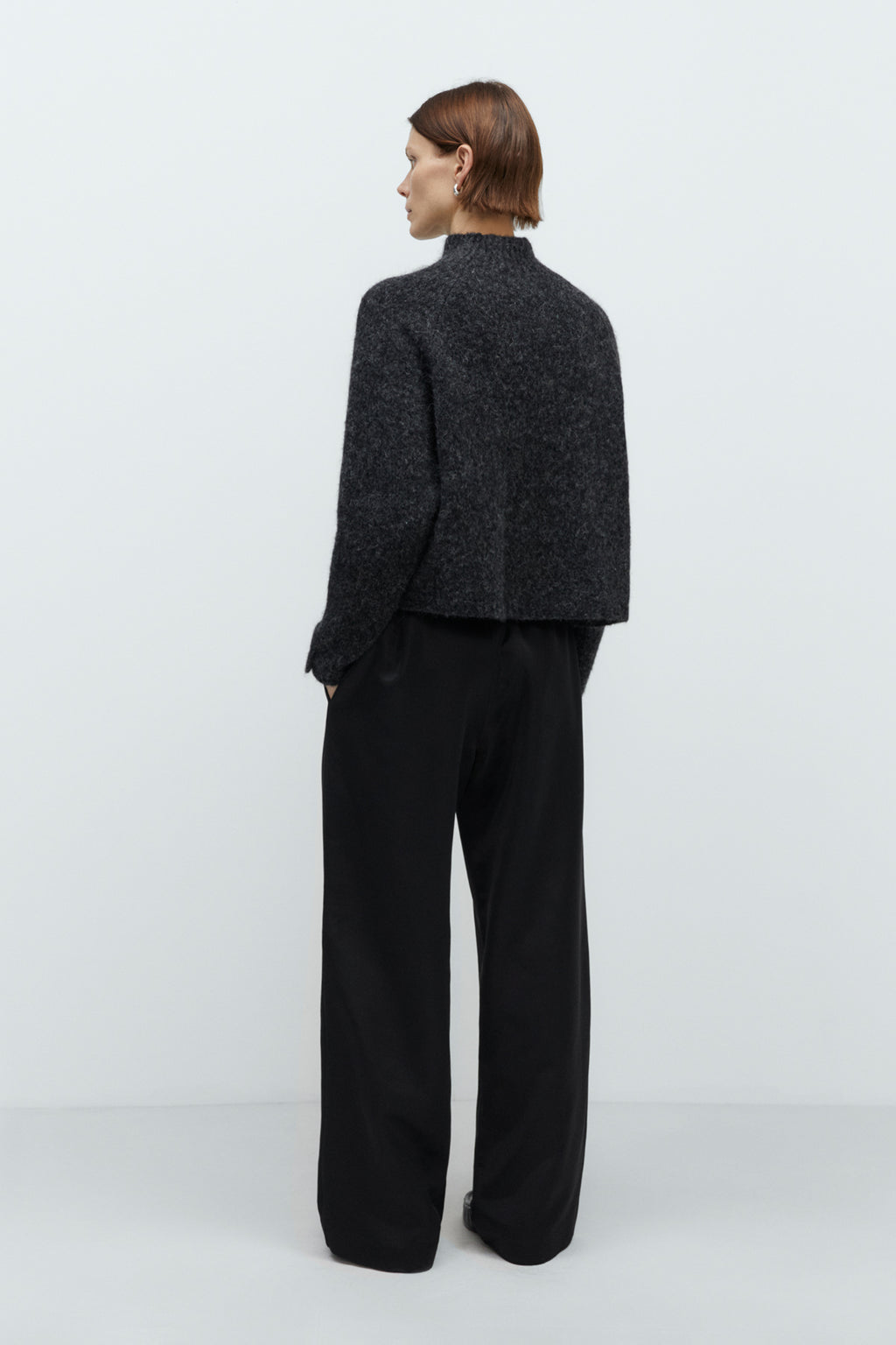 CORDERA - Baby alpaca polo sweater anthracite