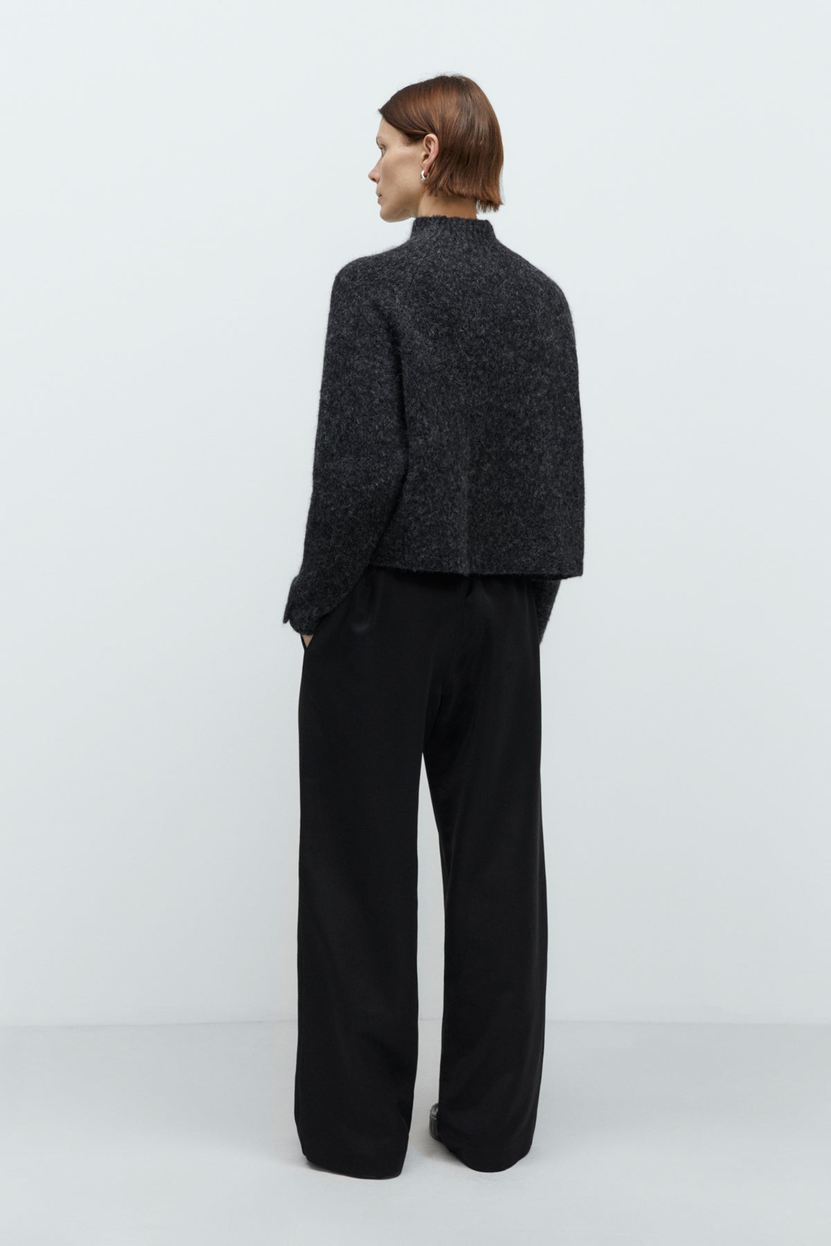 CORDERA - Baby alpaca polo sweater anthracite