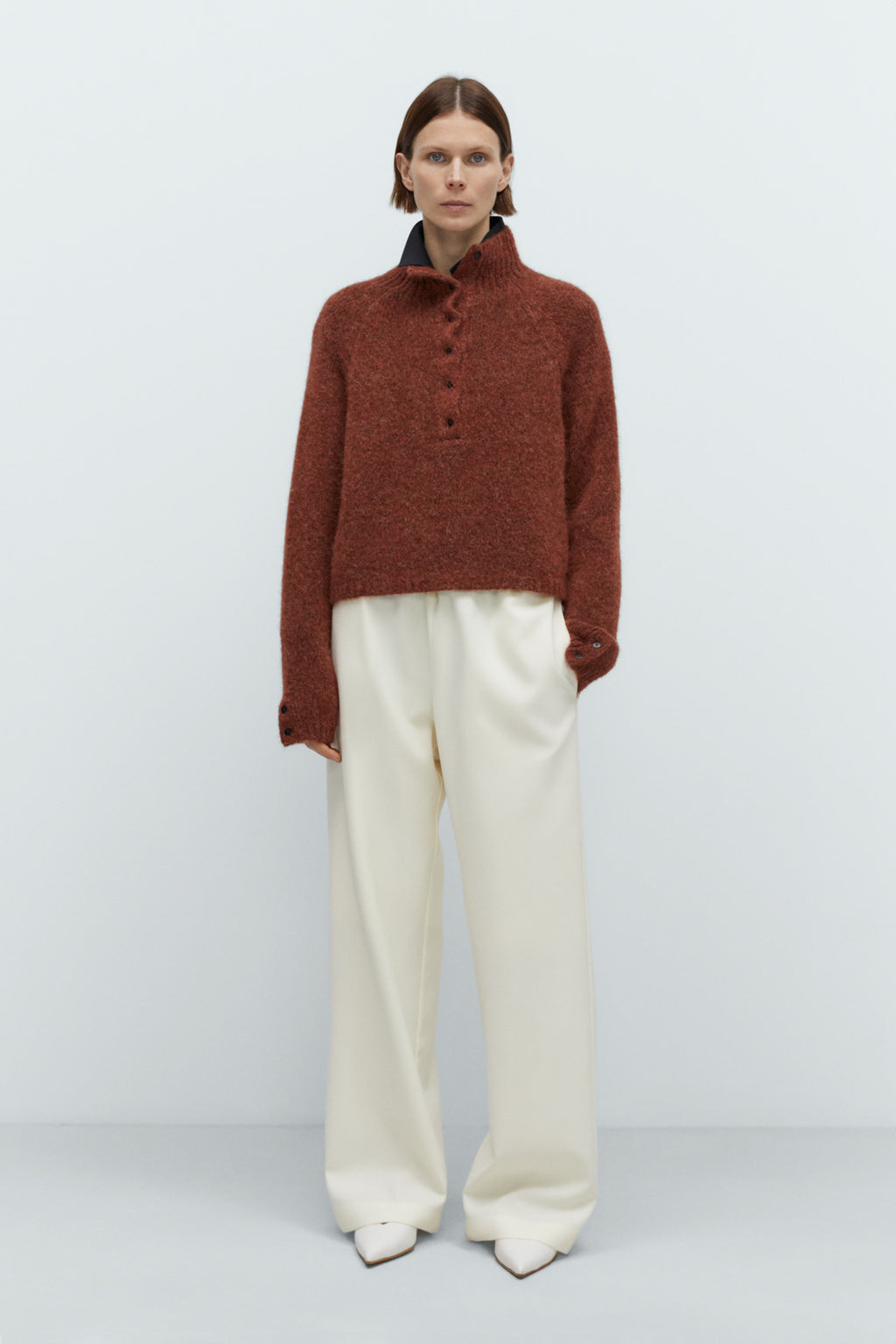 CORDERA - Baby alpaca polo sweater terracotta