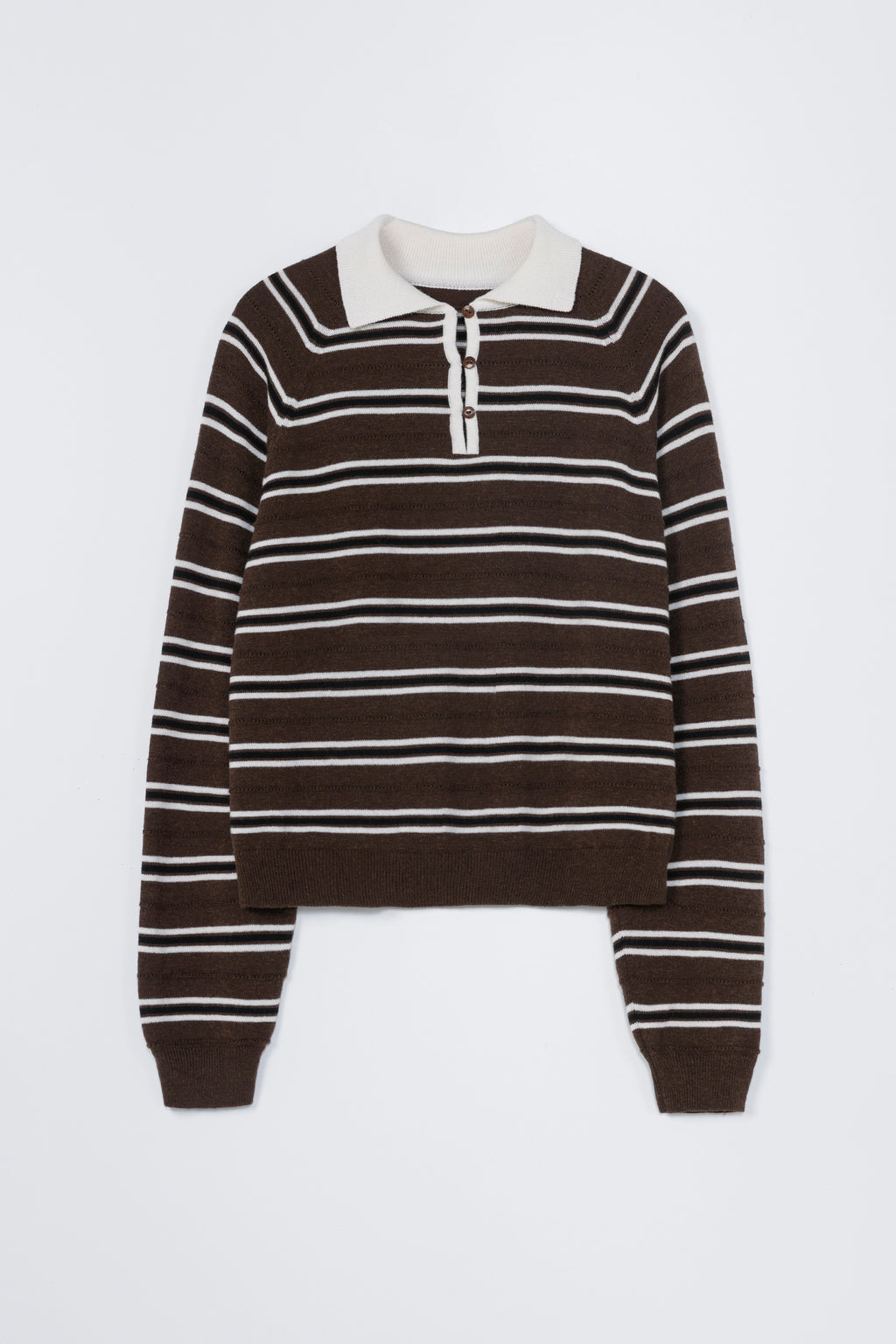 CORDERA - Merino wool striped polo brown